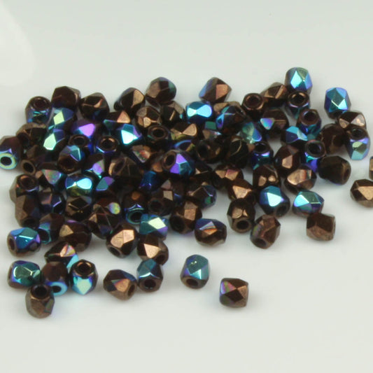 True 2mm Round Fire Polish Jet Bronze AB