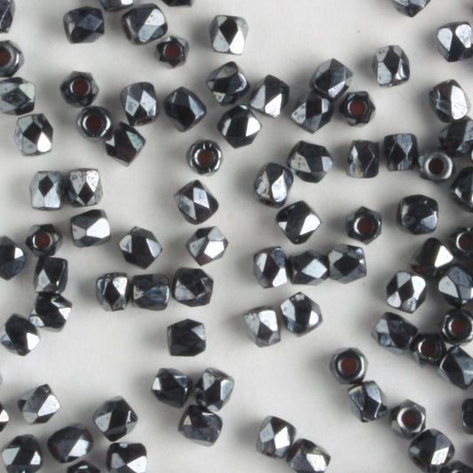 True 2mm Round Fire Polish Jet Hematite