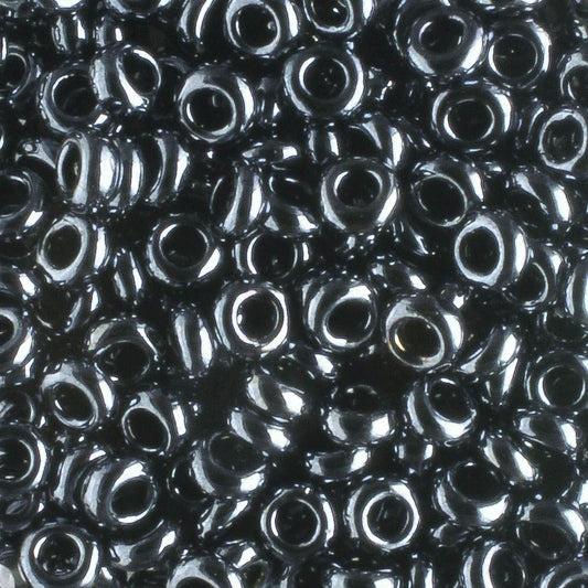6/0 Demi Round Metallic Hematite - 10 grams