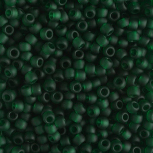 11/0 Transparent Frosted Green Emerald - 10 grams