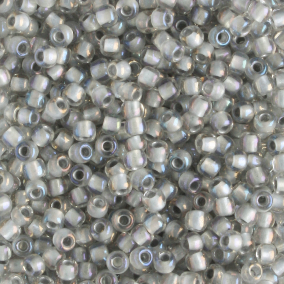 11/0 Gray Lined Rainbow Crystal - 10 grams