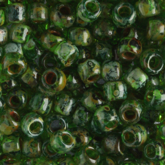 6/0 Hybrid Transparent Peridot Picasso - 10 grams