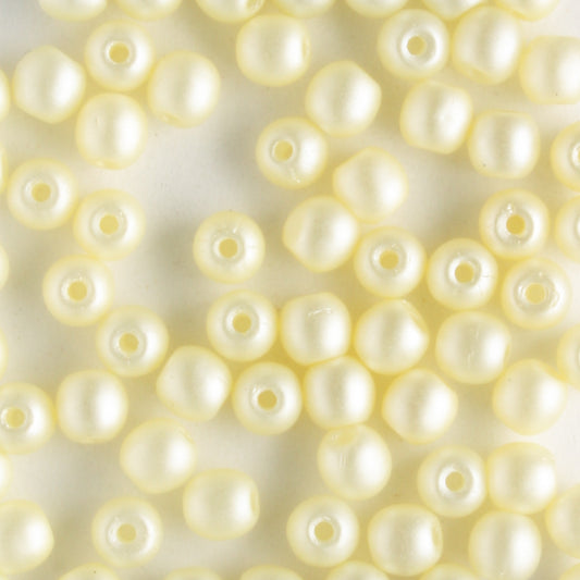 3mm Round Glass Pearls Matte Cream - 100 beads