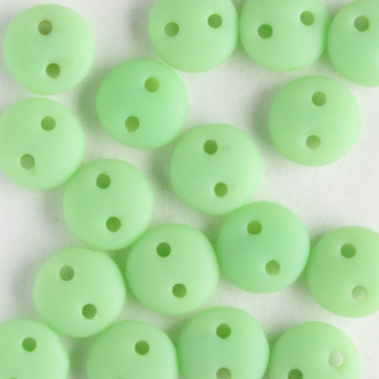 2 Hole Lentil Matte Honeydew - 50 beads