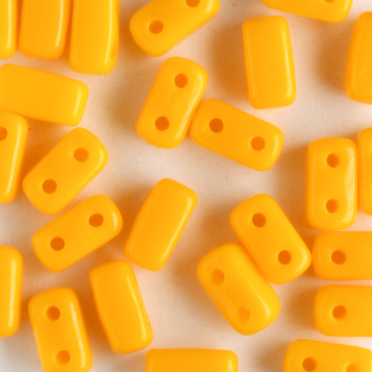 2 Hole Brick Opaque Sunflower Yellow - 50 beads
