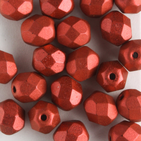 6mm Round Fire Polish Matte Metallic Lava