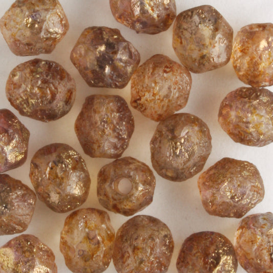 6mm Round Fire Polish Stone Copper Picasso