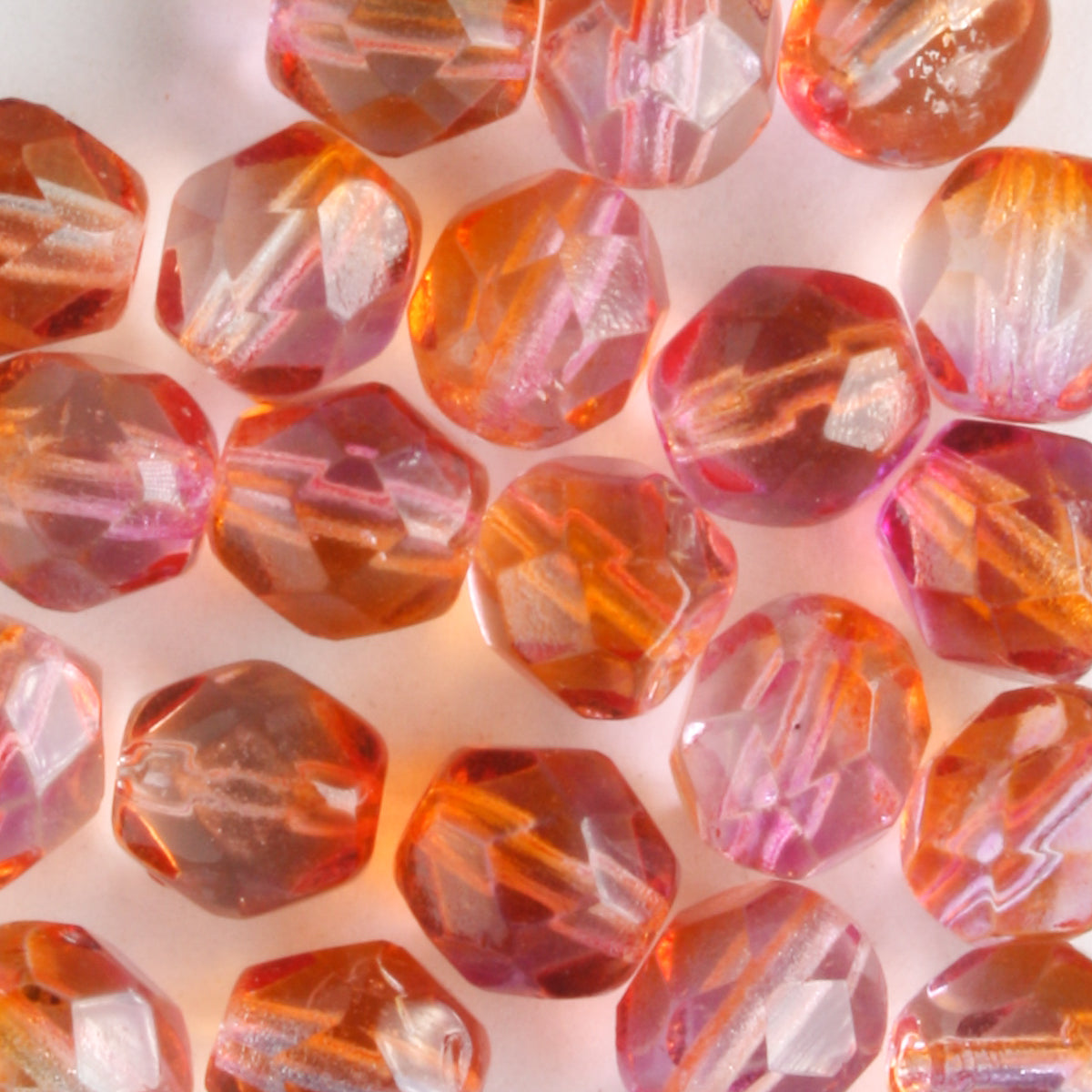 6mm Round Fire Polish Fuchsia/Cantelope
