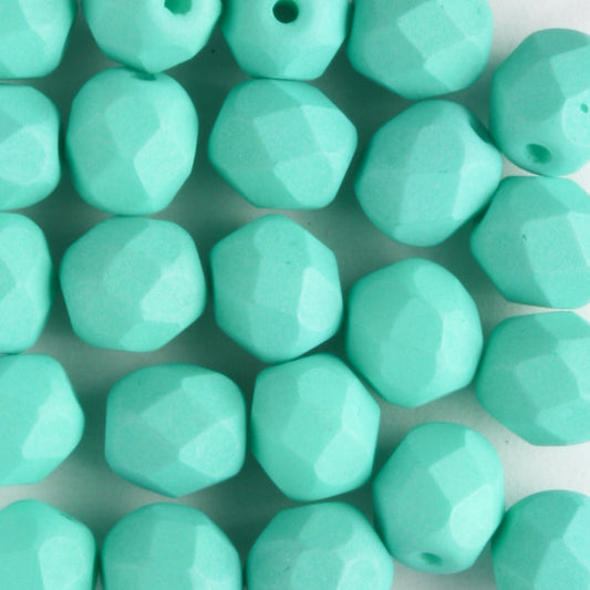 6mm Round Fire Polish Saturated Teal