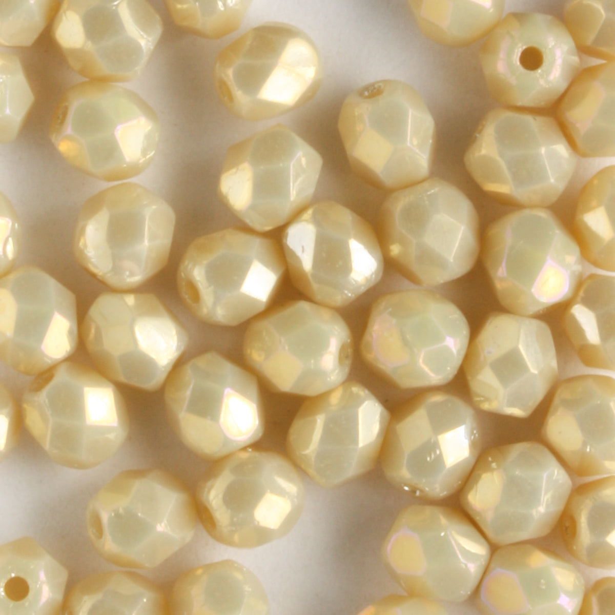 4mm Round Fire Polish Luster Iris Antique Beige