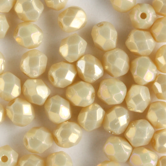 4mm Round Fire Polish Luster Iris Antique Beige
