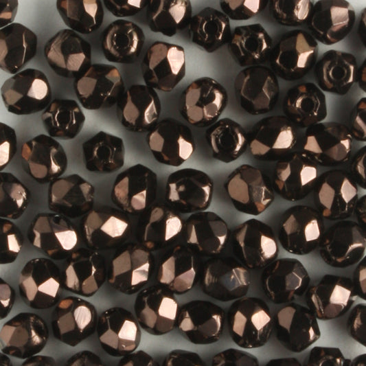 3mm Round Fire Polish Chocolate Bronze
