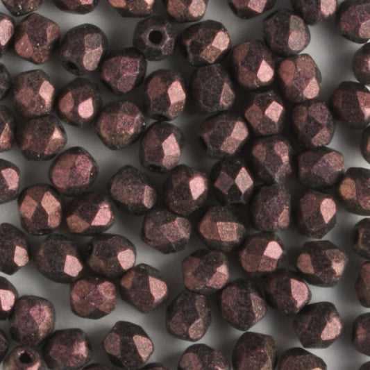 3mm Round Fire Polish Polychrome Pink Olive