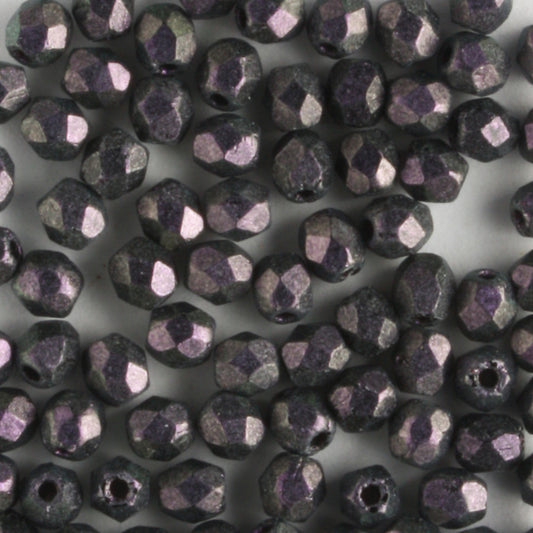 3mm Round Fire Polish Polychrome Black Currant