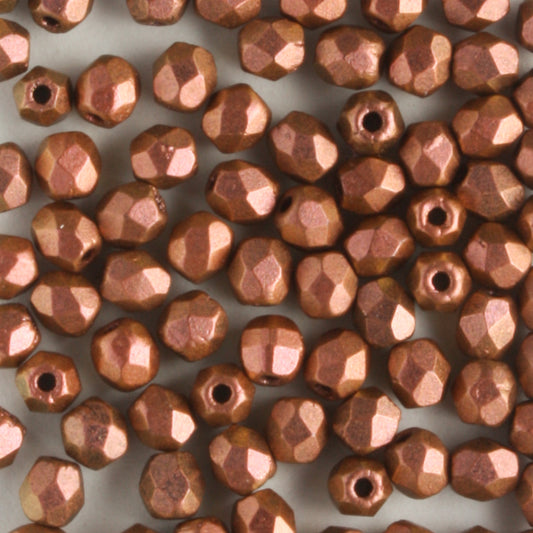 3mm Round Fire Polish Polychrome Copper Rose