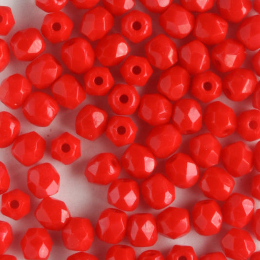 3mm Round Fire Polish Opaque Red