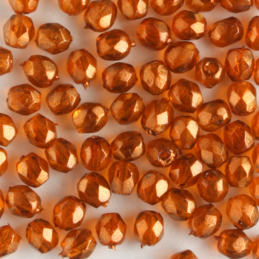 3mm Round Fire Polish Halo Sandlewood