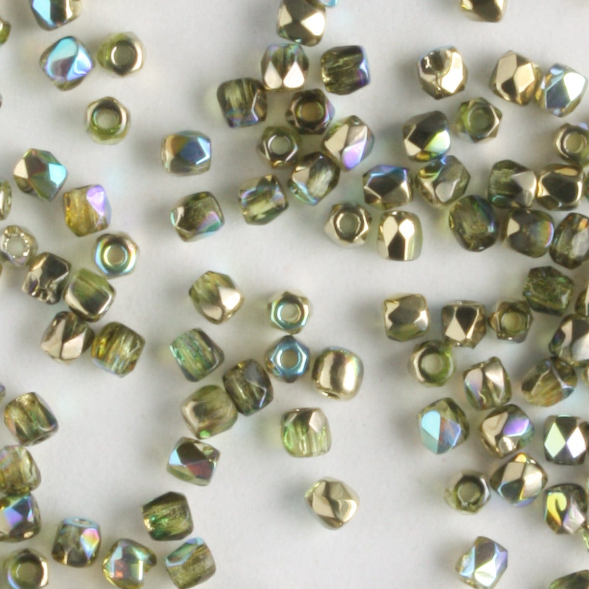 True 2mm Round Fire Polish Olive Gold Rainbow