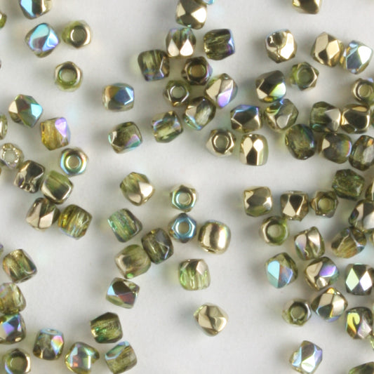 True 2mm Round Fire Polish Olive Gold Rainbow