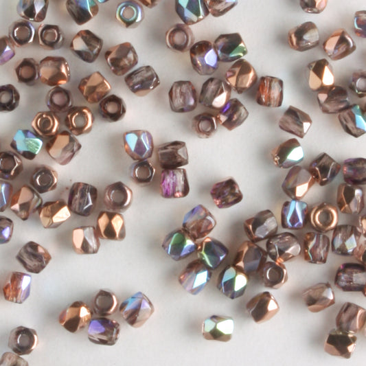 True 2mm Round Fire Polish Light Amethyst Copper Rainbow