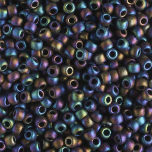 11/0 Semi Glazed Rainbow Jet - 10 grams