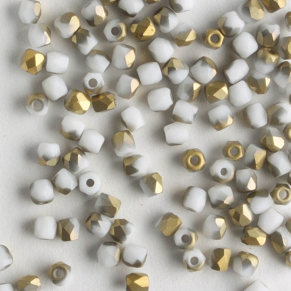 True 2mm Round Fire Polish Matte Chalk White Amber