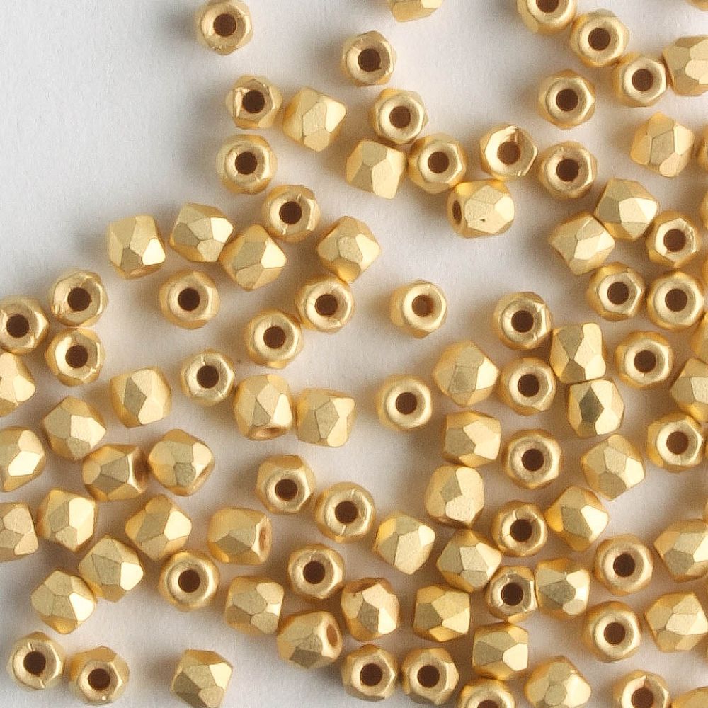 True 2mm Round Fire Polish 24k Brush Gold Plate