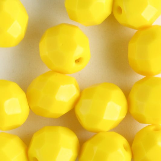 8mm Round Fire Polish Opaque Yellow