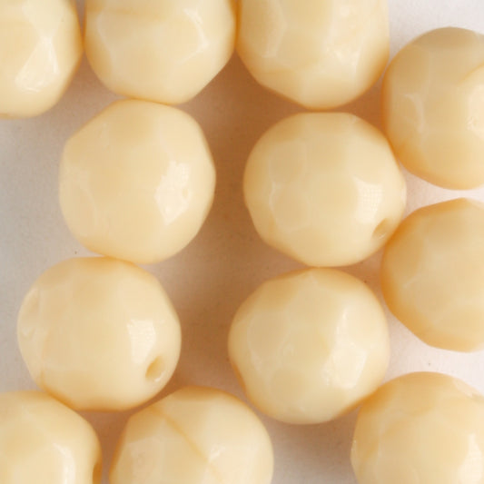 8mm Round Fire Polish Opaque Ivory