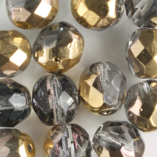 8mm Round Fire Polish Gray/Gold