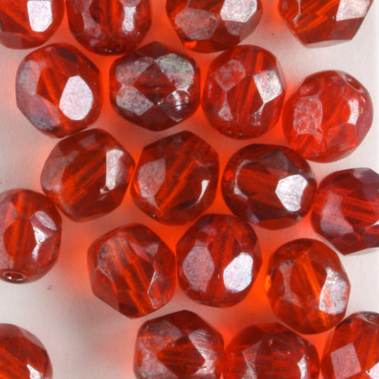6mm Round Fire Polish Red Luster
