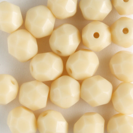 6mm Round Fire Polish Opaque Ivory