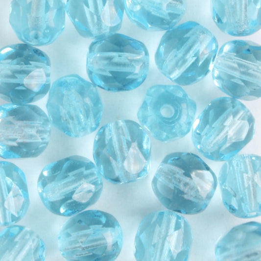 6mm Round Fire Polish Aqua
