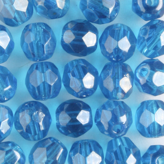 6mm Round Fire Polish Aqua Luster