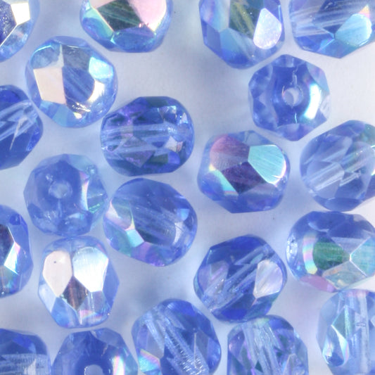 6mm Round Fire Polish Blue AB
