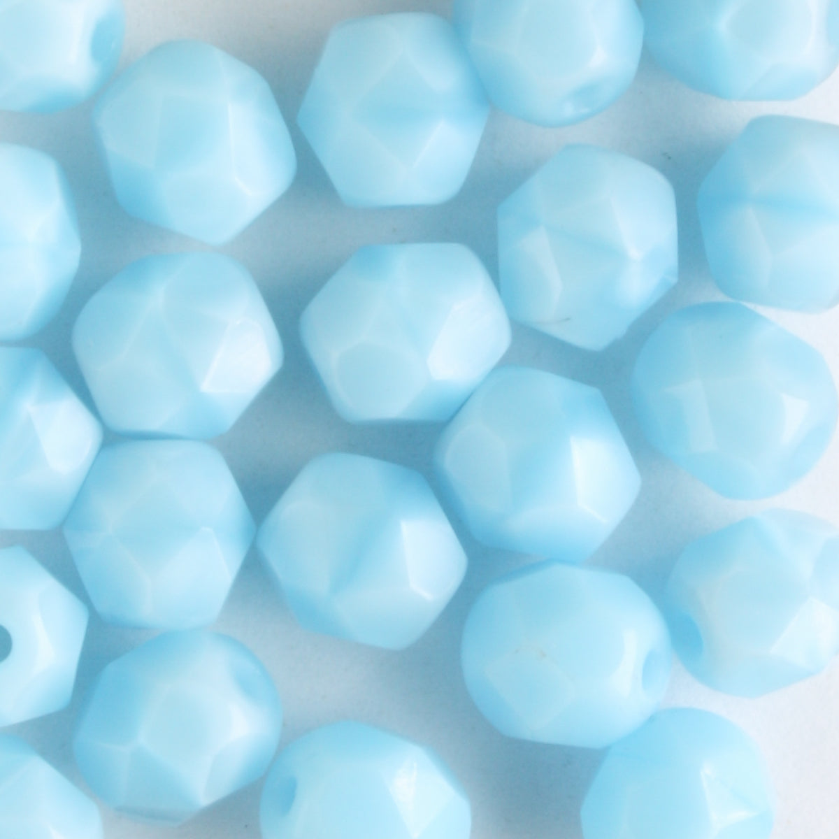 6mm Round Fire Polish Milky Blue