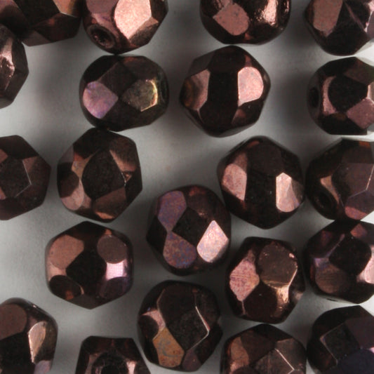 6mm Round Fire Polish Purple Luster