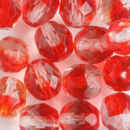 8mm Round Fire Polish Clear/Red