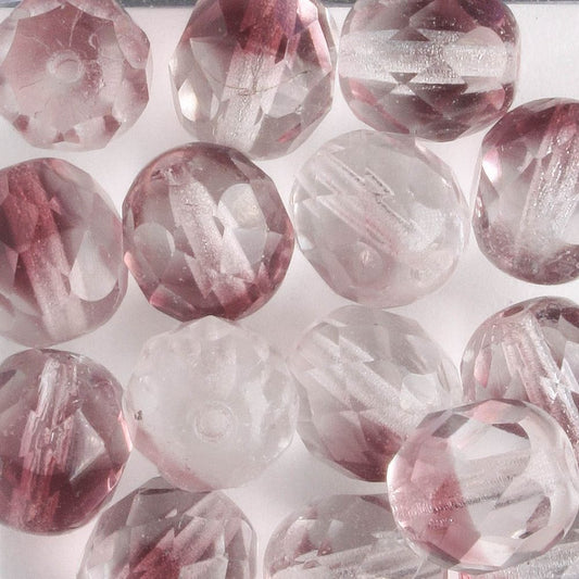 8mm Round Fire Polish Clear/Amethyst