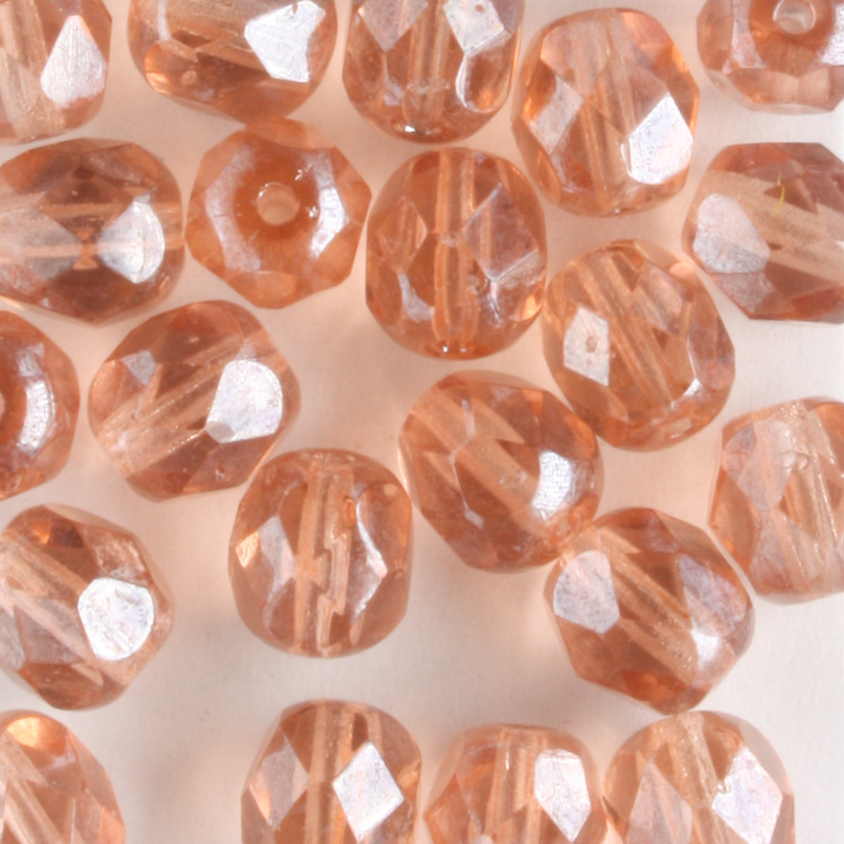 6mm Round Fire Polish Peach