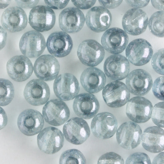 4mm Druk Lumi Blue - 100 beads