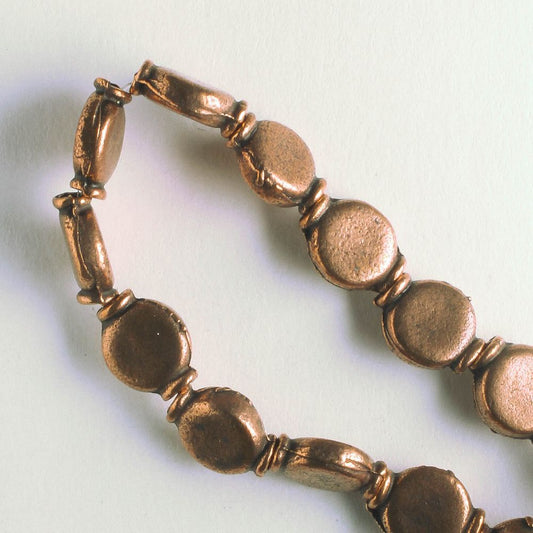Pewter Beads, Copper Plated - 8" Strand