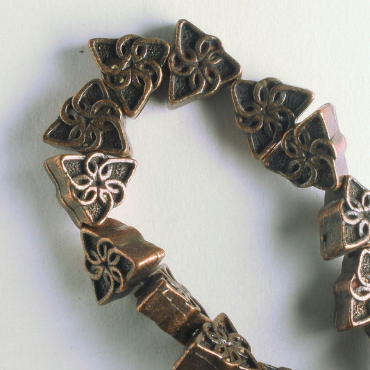 Pewter Beads, Copper Plated - 8" Strand