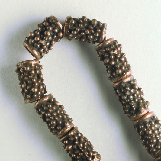 Pewter Beads, Copper Plated - 8" Strand