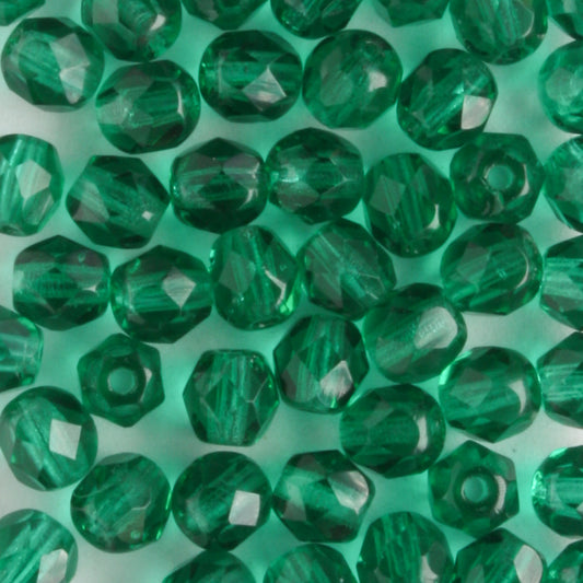 4mm Round Fire Polish Emerald Green