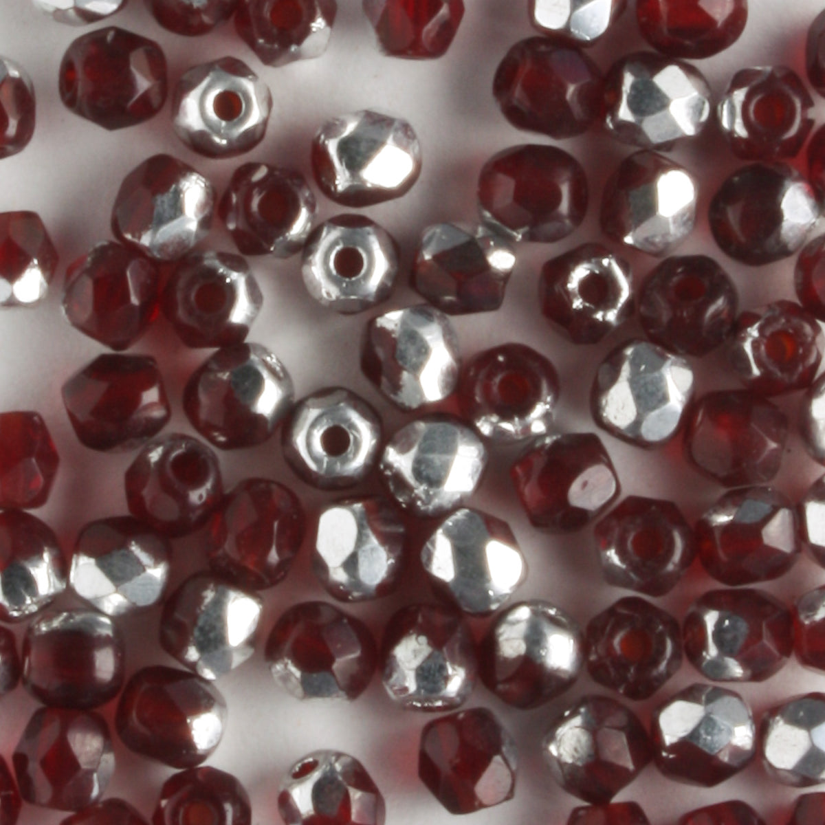 3mm Round Fire Polish Garnet/Silver