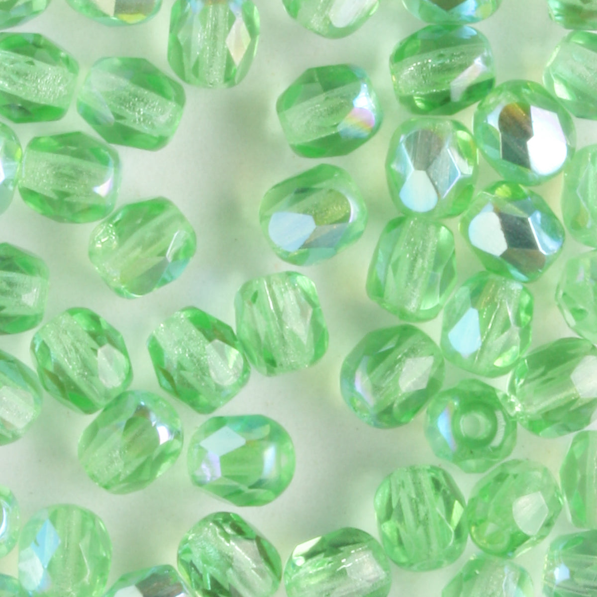 4mm Round Fire Polish Light Green AB