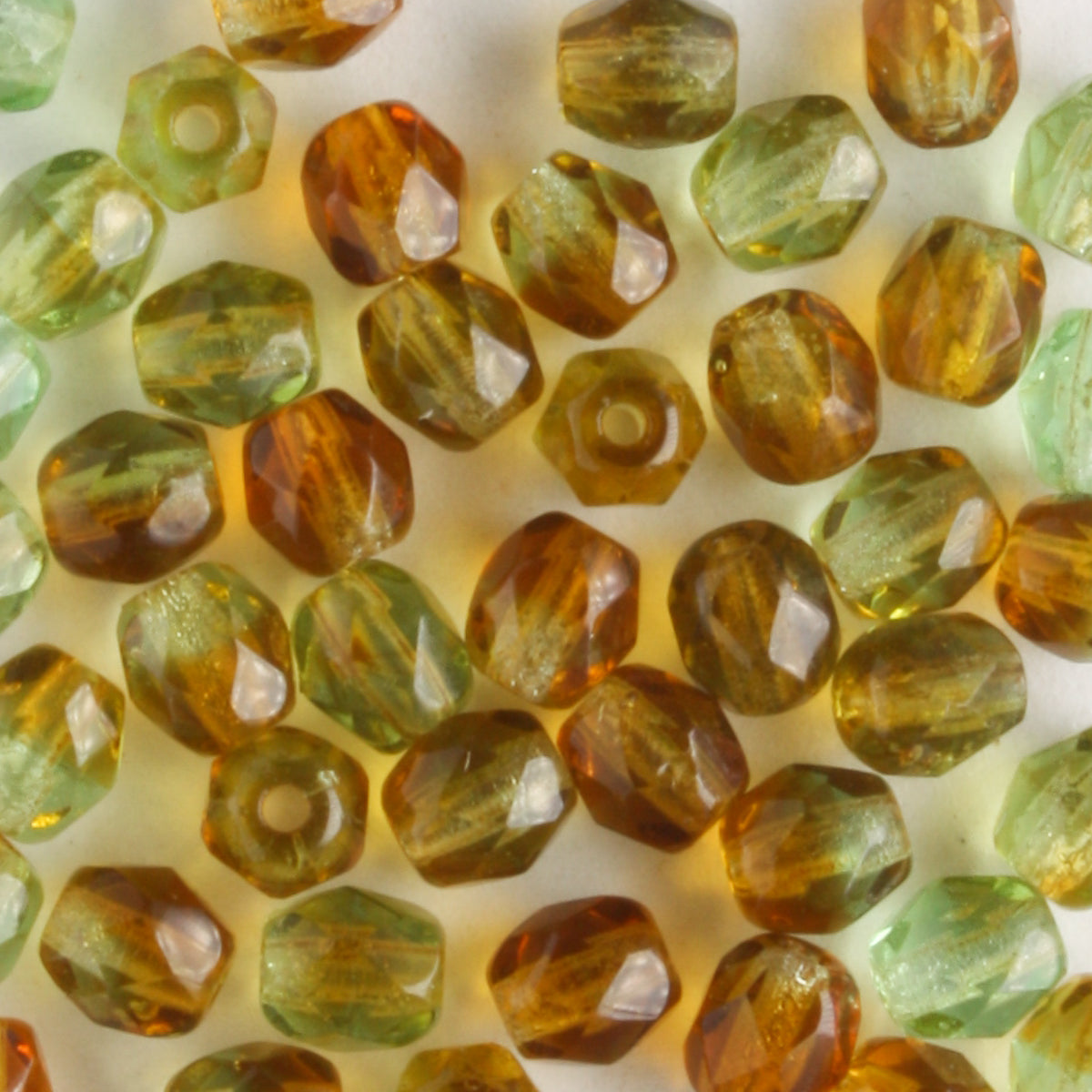 4mm Round Fire Polish Green/Brown