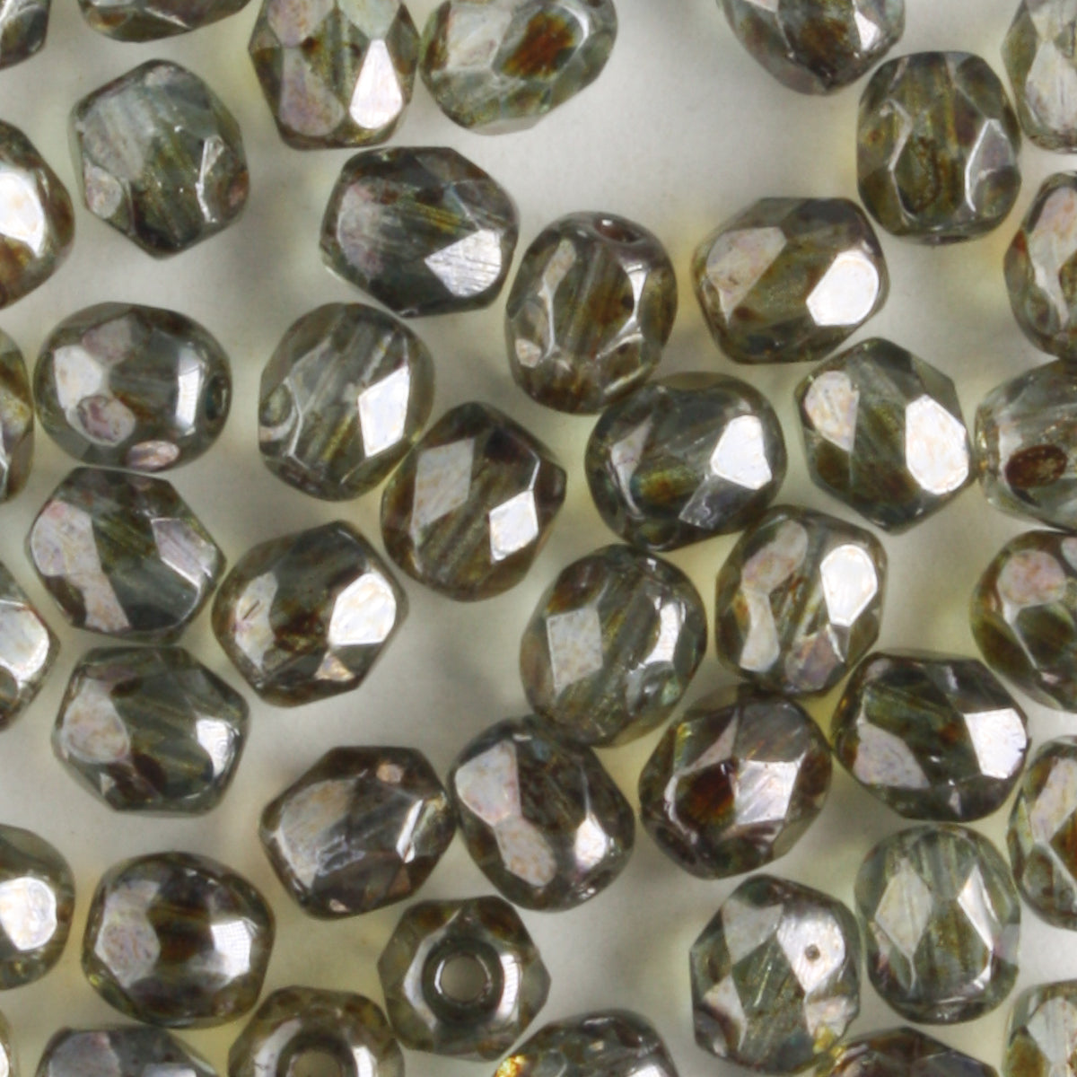4mm Round Fire Polish Olive Luster