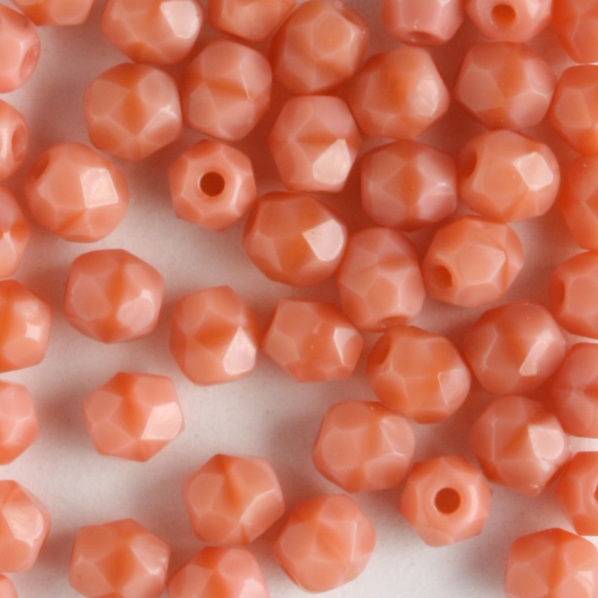 4mm Round Fire Polish Opaque Salmon Pink